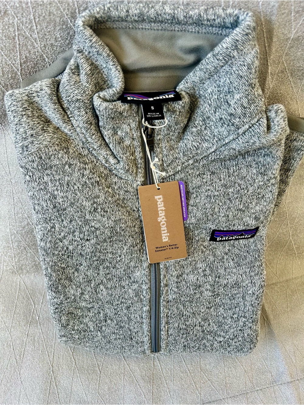 Patagonia Women's Gray Quarter-Zip Sweater slim fit AUTHENTIC